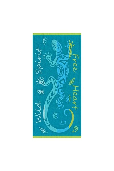 BREZIUM Beach towel made of cotton, ideal for sea and pool, Blue/Green, 150x75 cm