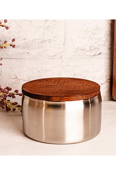 Steel & More Wooden Lid Steel Snack Bowl 7 Piece Leak Proof Storage Container 12cm