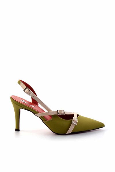 Bambi Pantofi clasici cu toc de damă din nubuc verde bej K 01455018501