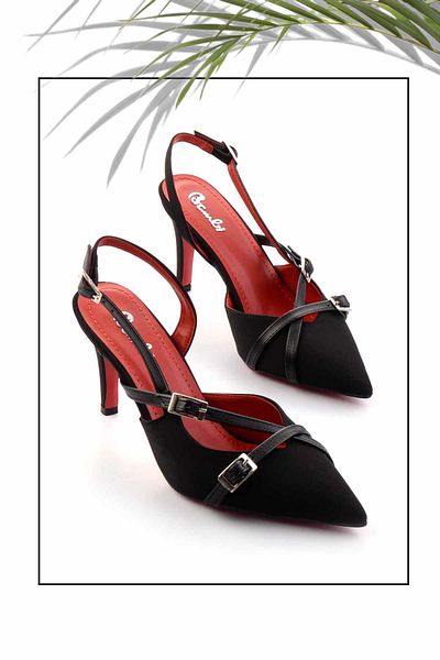 Bambi Black Black Nubuck Women's Classic Heeled Shoes01455018501