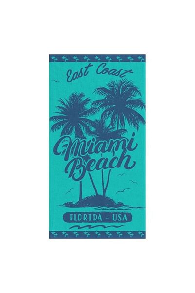 BREZIUM Beach towel made of cotton, ideal for the sea and pool, Turquoise, 150x75 cm, BREZIUM