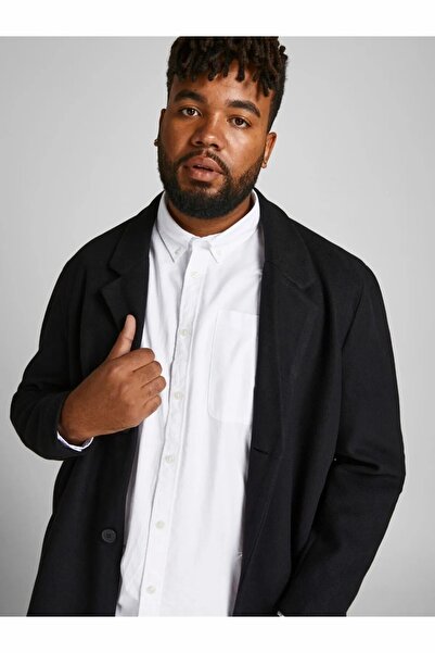 Jack & Jones Plus Men's White Jjeoxford Shirt L/S S21 Noos Pls Plus Size Shirt 12190444-White