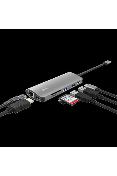 Trust Hub USB Dalyx, 7 porturi USB-C, negru
