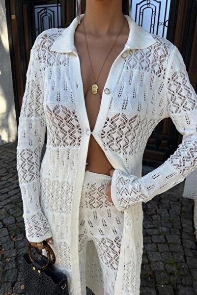 Lijuri Bridget Openwork Long Cardigan Suit 9881