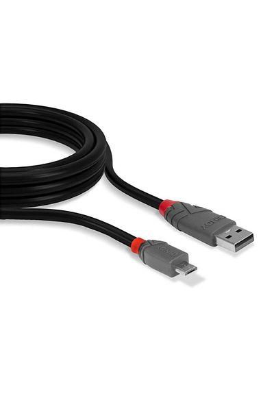 LİNDY Cablu transfer LY-36732, USB 2.0 Type A to MicroUSB, 1m, Anthra Line
