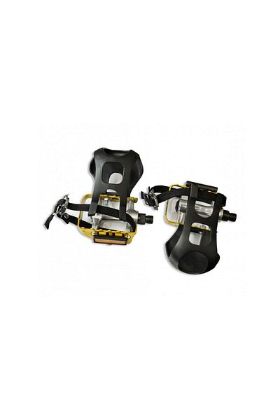 Pegas AL PEDALS WITH RATRAPE 869LC, SILVER/YELLOW