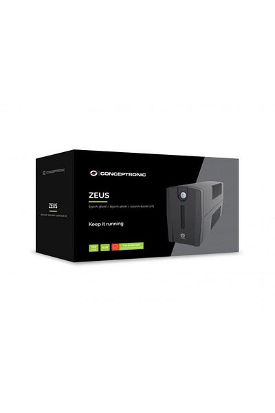CONCEPTRONIC ZEUS02ES 850VA 480W UPS, Schuko x 2, HID USB, RJ45 In/Out, AVR, 96 x 286 x 138 mm