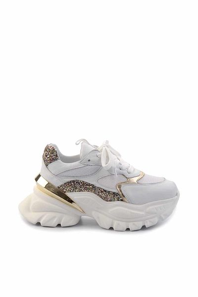 Bambi Weiß Weiß Leder Damen Sneaker K01480004503