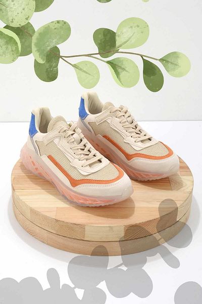 Bambi Cream Navy Blue Women's Sneaker K01512243702