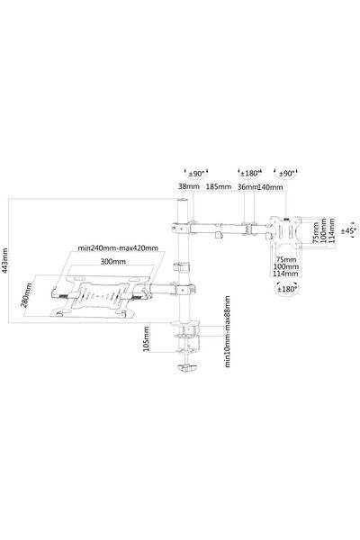 NEOMOUNTS Suport Monitor de Birou, by Newstar FPMA-D550NOTEBOOK, 10 - 32, VESA 100x100, supor