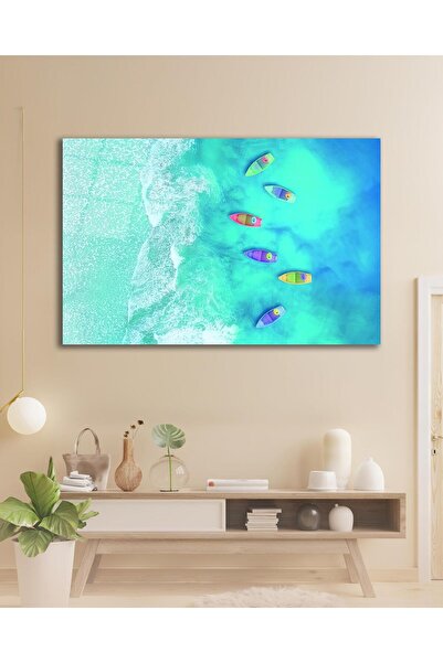 idealizbiz Pictură pe sticlă cu barca de apă, decor de perete pentru sufragerie, birou, cadou