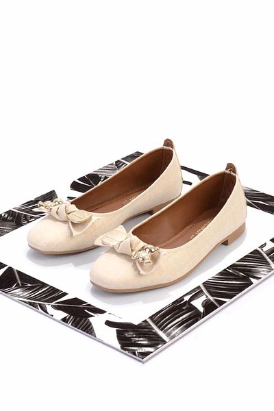 Bambi Beige Fabric Women's Ballerinas K01956555504