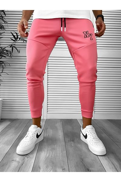 dehaine Men's sweatpants, slim fit, NY, 12347, pink