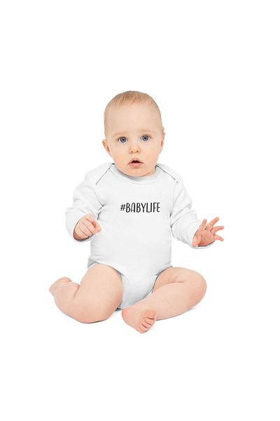 OEM Body Bebelusi, alb, Nou Nascut, fete/baieti, cu mesaj amuzant, marimea 68, #BabyLife