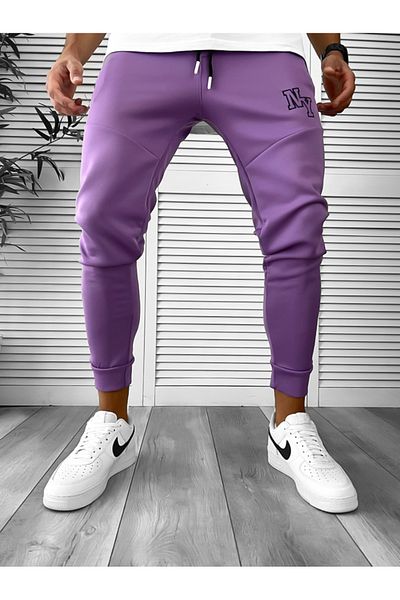 dehaine Men's sweatpants, slim fit, NY, 12347, purple