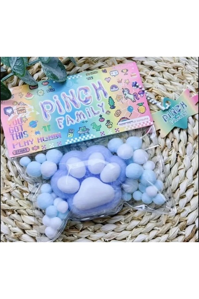 Umut Kedi Patisi Taba Squishy Stress Oyuncağı Sukuşi pati, Tüylü Oyuncak MAVİ