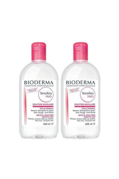 Bioderma ماء تنظيف المكياج ميسيلار سينسيبيو H2O، مجموعة من قطعتين للبشرة الحس...