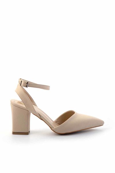 Bambi Matte Beige Satin Women's Classic Heeled Shoes01726140038