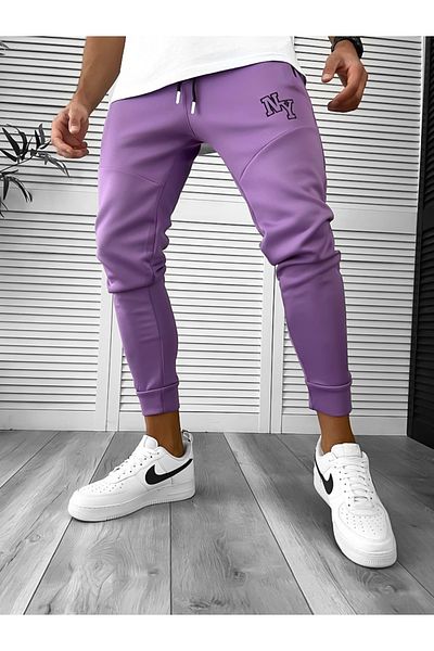 dehaine Men's sweatpants, slim fit, NY, 12347, purple