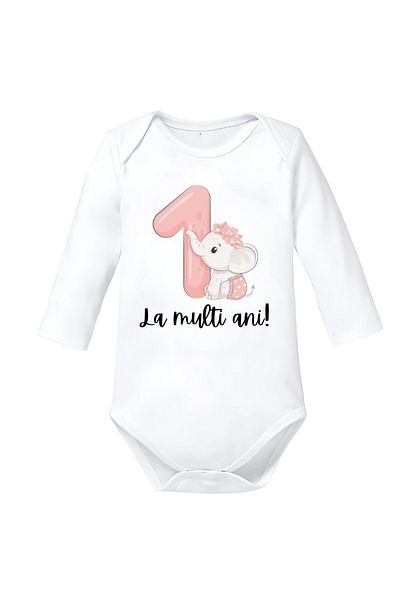 OEM Body Bebelusi Primul An de viata, fetite, tematica aniversara, Baby Elephant, 74