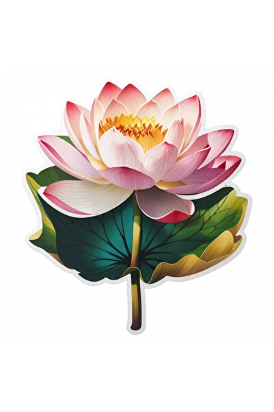 INOVATIX Set de 8 autocolante, floare de lotus cu frunze, INOVATIX®. 6 cm
