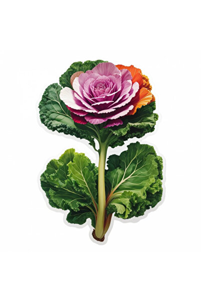 INOVATIX Set de 8 piese, autocolant floare de kale cu frunze, INOVATIX®. 6 cm