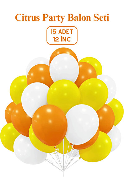 Bunloon Citrus Party Balon Seti | Turuncu, Sarı, Beyaz Pastel