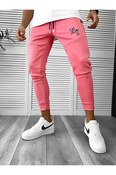 dehaine Men's sweatpants, slim fit, NY, 12347, pink