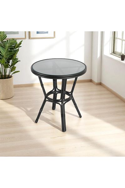 mr-everything Black faux rattan side table