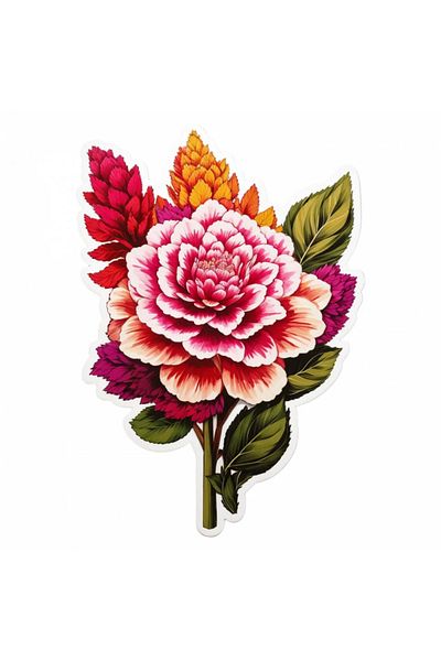 INOVATIX Set de 8 bucăți, autocolant floare creastă de cocoș cu coadă scurtă, INOVATIX®. 6 cm