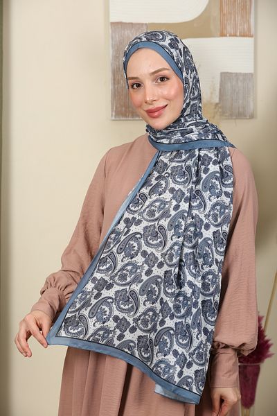 aldyoo Șal din bumbac cu modele etnice din viscoză Indigo