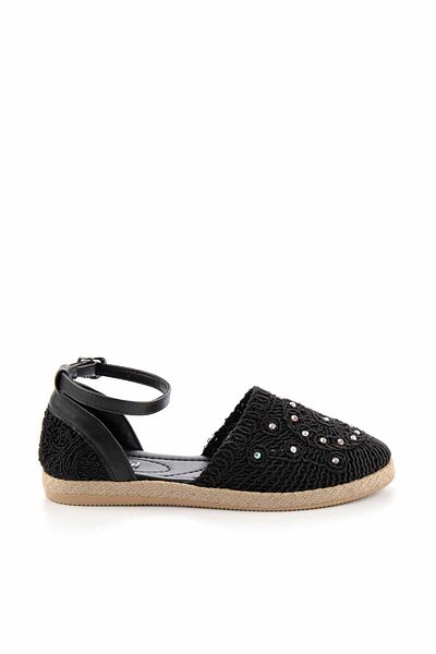Bambi Black Knitted Women's Espadrille K01823251416