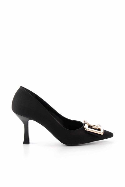 Bambi Matte Black Women's Classic Heeled Shoes K01596189138