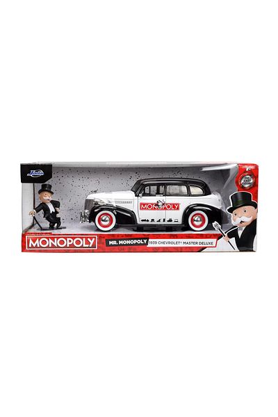Simba JADA 1939 CHEVROLET MASTER DELUXE DIE-CAST CAR SET 1:24 SCALE AND MR MONOPOLY FIGURE