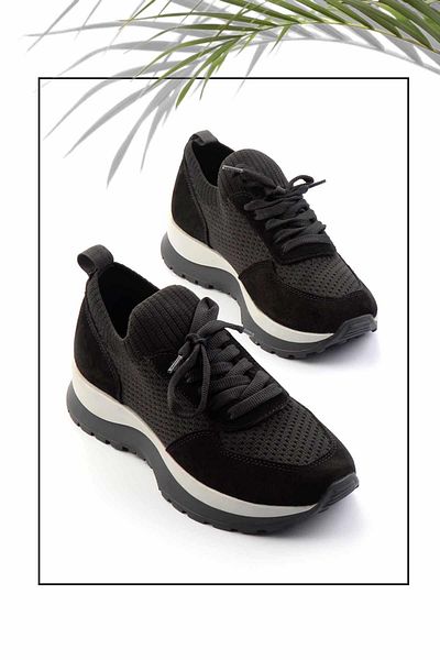 Bambi Black Suede Genuine Leather Women's Sneaker K01673120002