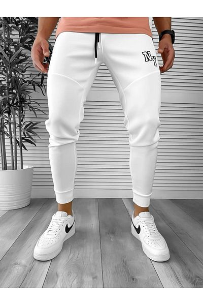 dehaine Men's sweatpants, slim fit, NY, 12347, white