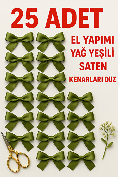 serap çiçekçilik 25 Adet Yeşil Saten Fiyonk Kurdele Saten Kurdele Fiyonk.