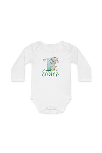OEM Body Bebelusi, alb, Primul meu Paste, baieti, tematica First Easter, marimea 86