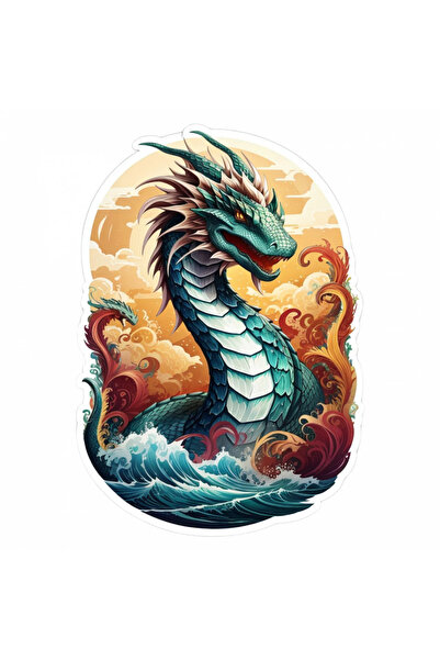 INOVATIX Set de 8 piese, autocolant Dragon Șarpe de Mare în valuri, INOVATIX®...