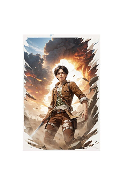 INOVATIX Set de 8 piese, autocolant Eren în luptă, INOVATIX®. 6 cm