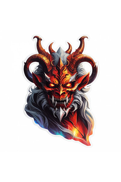 INOVATIX Set de 8 piese, autocolant Demon Valac cu colți și coarne, INOVATIX®. 6 cm