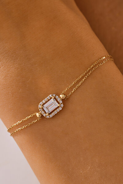 VeraDesignGold 14 Ayar Altın Forse Zincirli Baget Bileklik