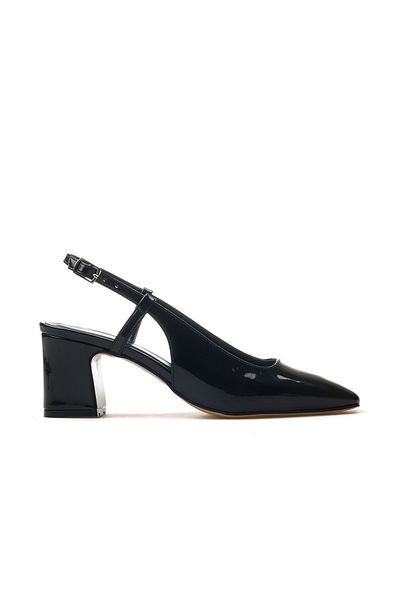 YAŞAR KAŞLI Women's Thick Heeled Casual Shoes 25Y Ykşk-8342 Z Black Patent Leather
