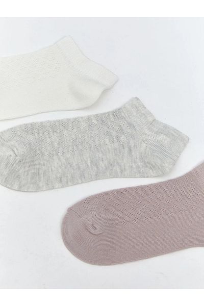 LC Waikiki Ciorapi papuci simpli pentru femei LCW DREAM Ecru, pachet de 3