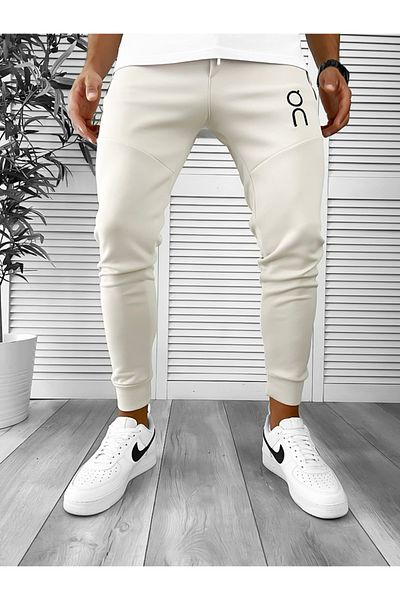 dehaine Men's slim fit sweatpants, made of nylon, 12260, beige