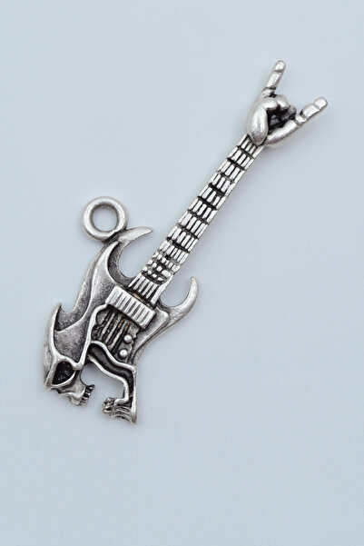 ıdr Kuru Kafa Elektro Gitar Gümüş Kaplama Kolye Ucu