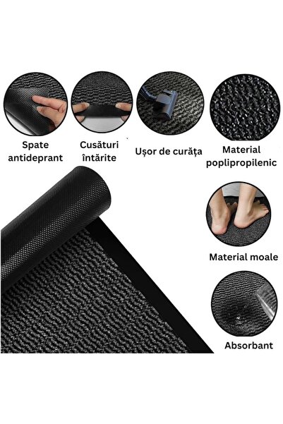 OPTIM DEKO Anti-slip Entrance Mat, ®OPTIMDEKO, Polypropylene, 90x60 cm, Grey & Black