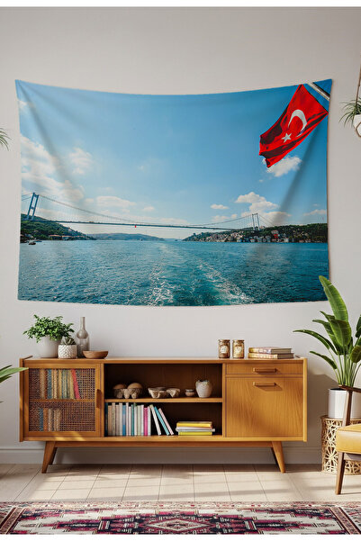 GREENDECOR Boğaziçi Sea Turkey Flag Wall Cloth Carpet Wall Art Wall Decoratio...