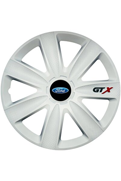 OEM Set de 4 capace de jantă GTX albe R15, compatibile cu Ford