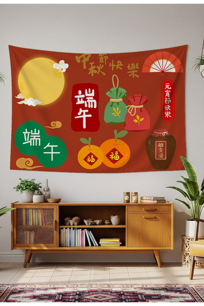 GREENDECOR Dragon Fest Asia Japan China Korea Wall Covering Wall Tapestry Wal...